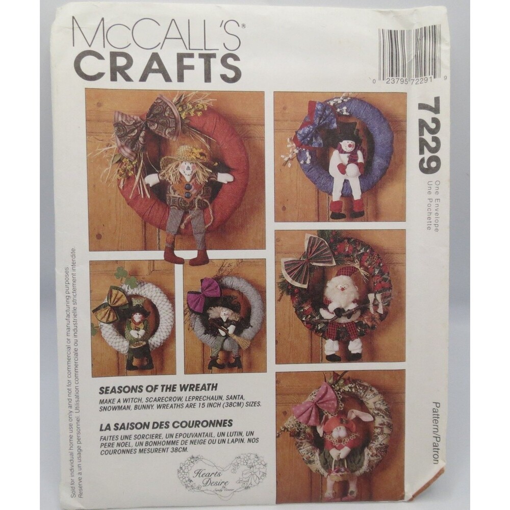McCall's Crafts 7229 Decorative Wreath Figures 15" Wreaths 1990s Seasonal